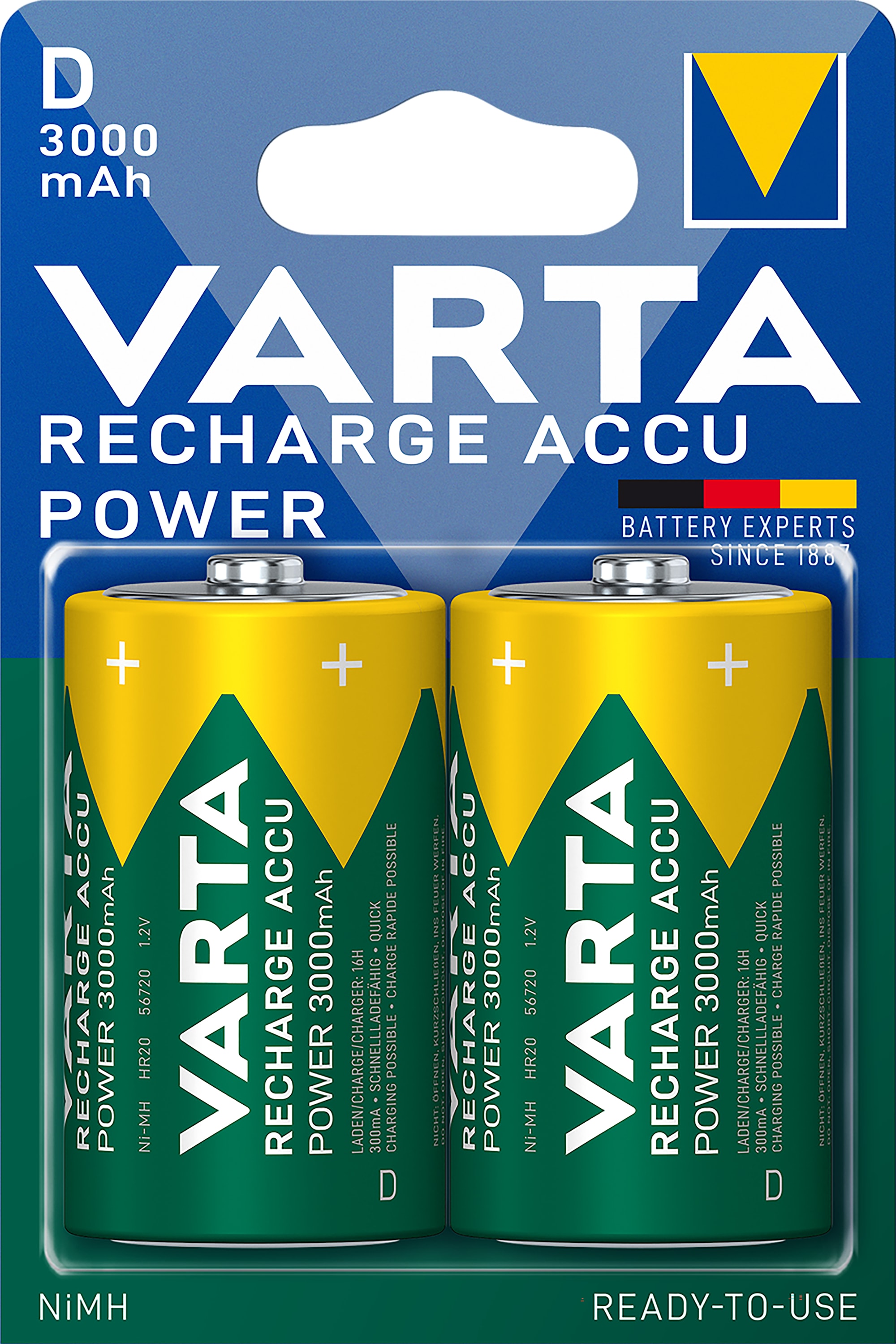 Varta Recharg. D 3000mAh - 2pk.