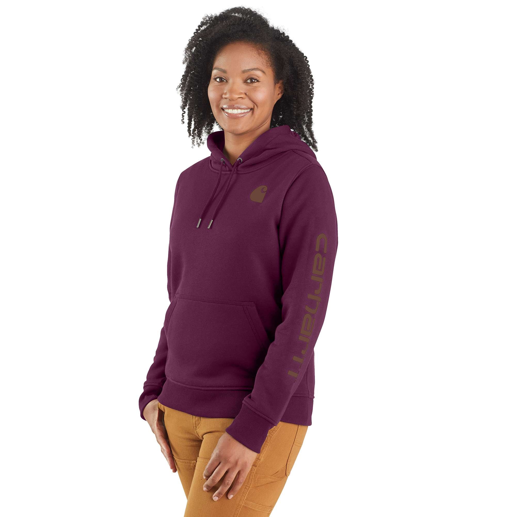 Carhartt Logo sleeve graphic Hoodie, Dam, Eggplant