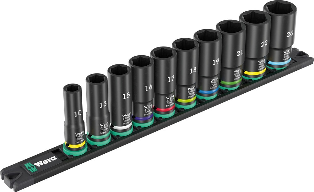Wera 9660 Hyls-magnetlist B Impaktor Deep 1 hylsmejselinsats-sats, 3/8"-fattning, 10 delar