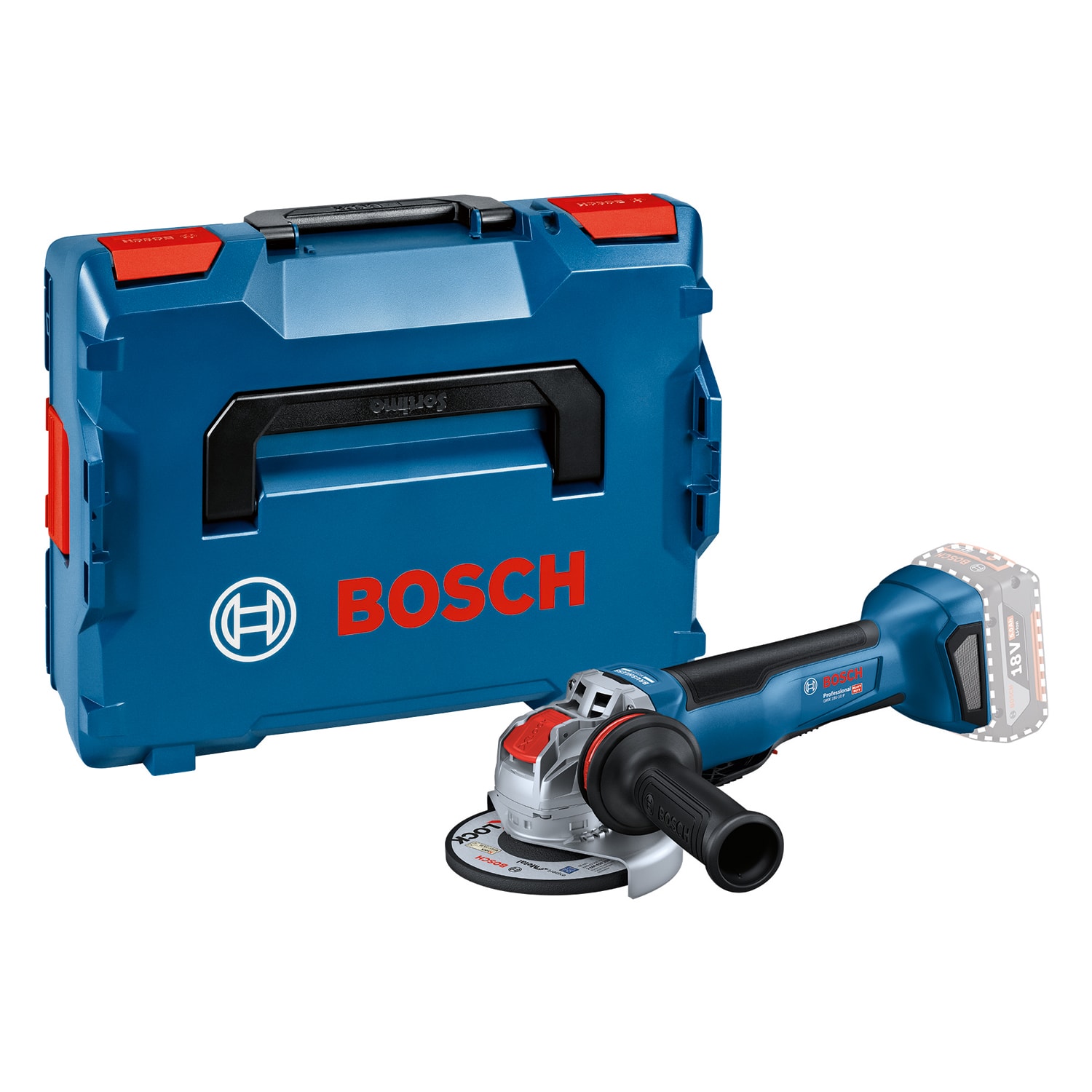 Bosch Vinkelslip GWX 18V-10 P utan batteri och laddare i L-Boxx