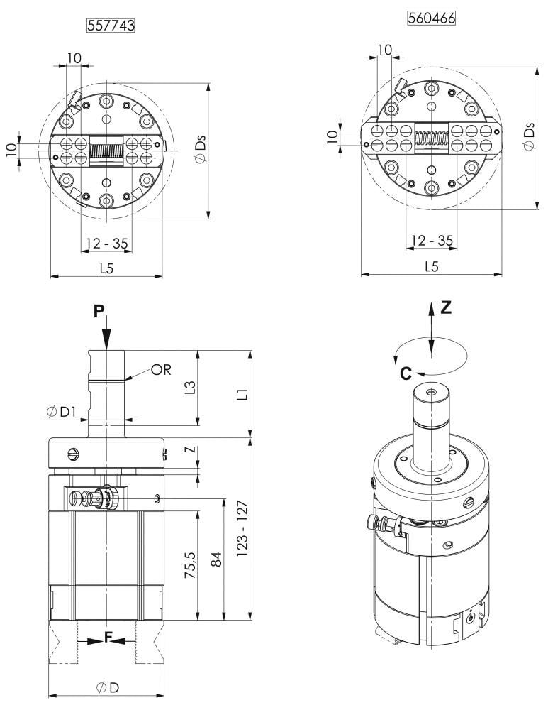 Amf Plockare pneumatisk, med kompensationsenh. 2-8 bar, L5=100mm