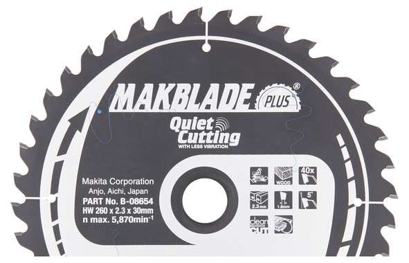 Makita Pyörösahanterä HM 260 mm, Z-40 Pöytä- ja jiirisahat