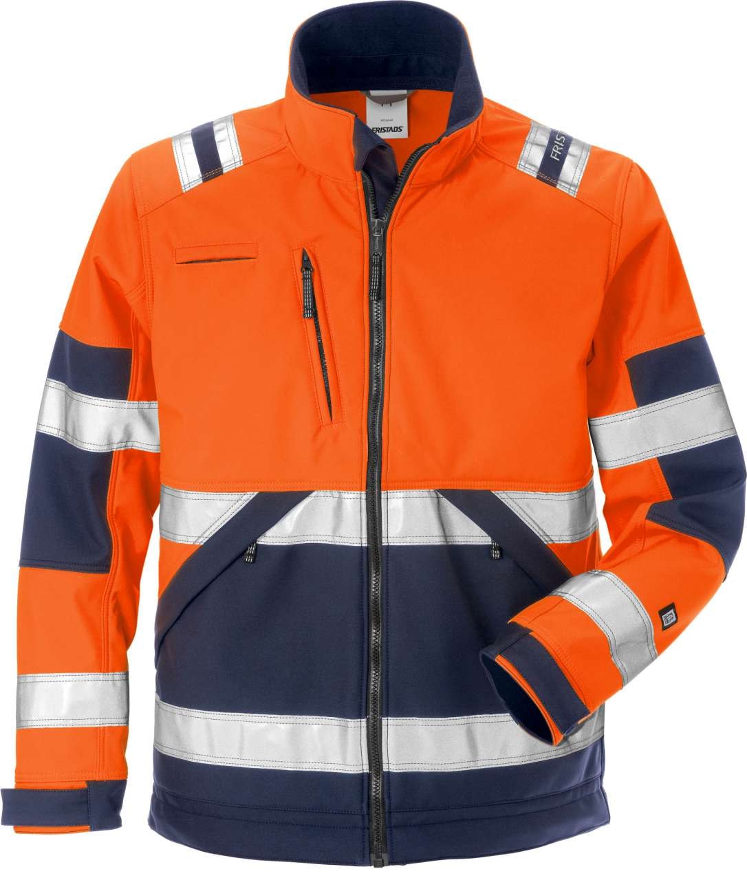 Fristads Softshelljacka 4083 WYH, Klass 2 Varsel Orange/Marinblå 3XL