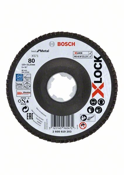 Bosch X-LOCK-lamellilaikka X571 Best for Metal, taivutettu, kuitutausta, 125 x 22,23 mm