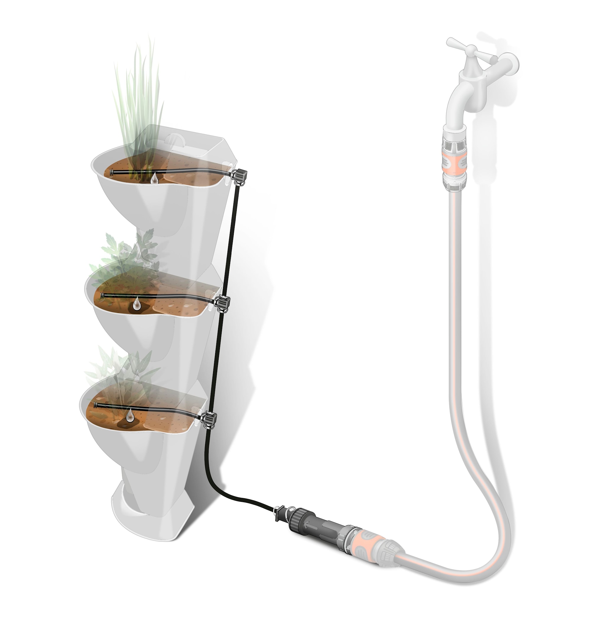 Gardena NatureUp! Bevattningsset Vertikal växthållare, hörnstående