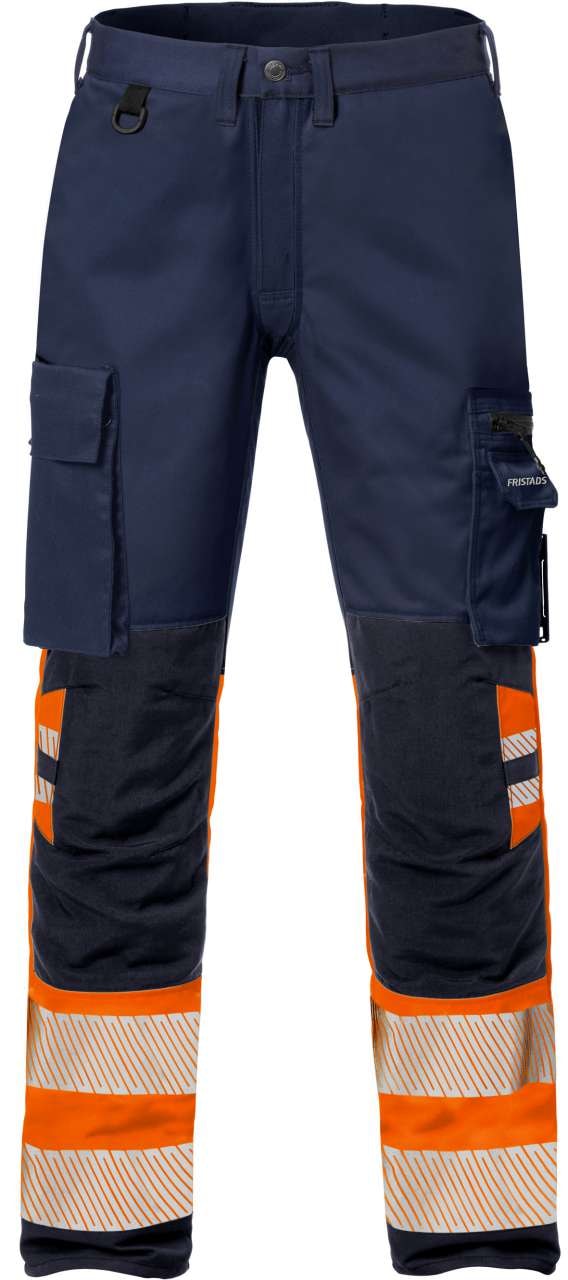 Fristads Høy synlighet stretch Bukser cl 1 2705 PLU Hi-Vis Oransje / Marineblå D84