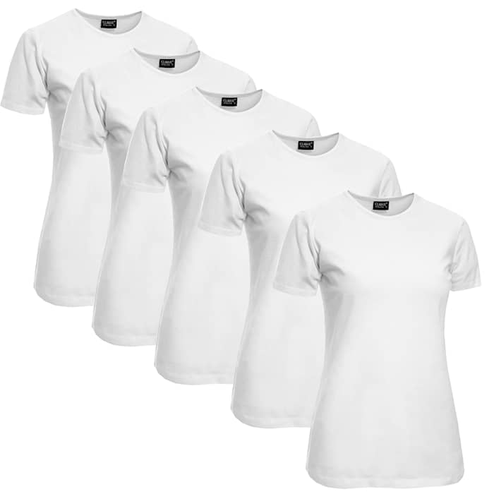 Clique T-skjorte Dame 5-pack Hvit