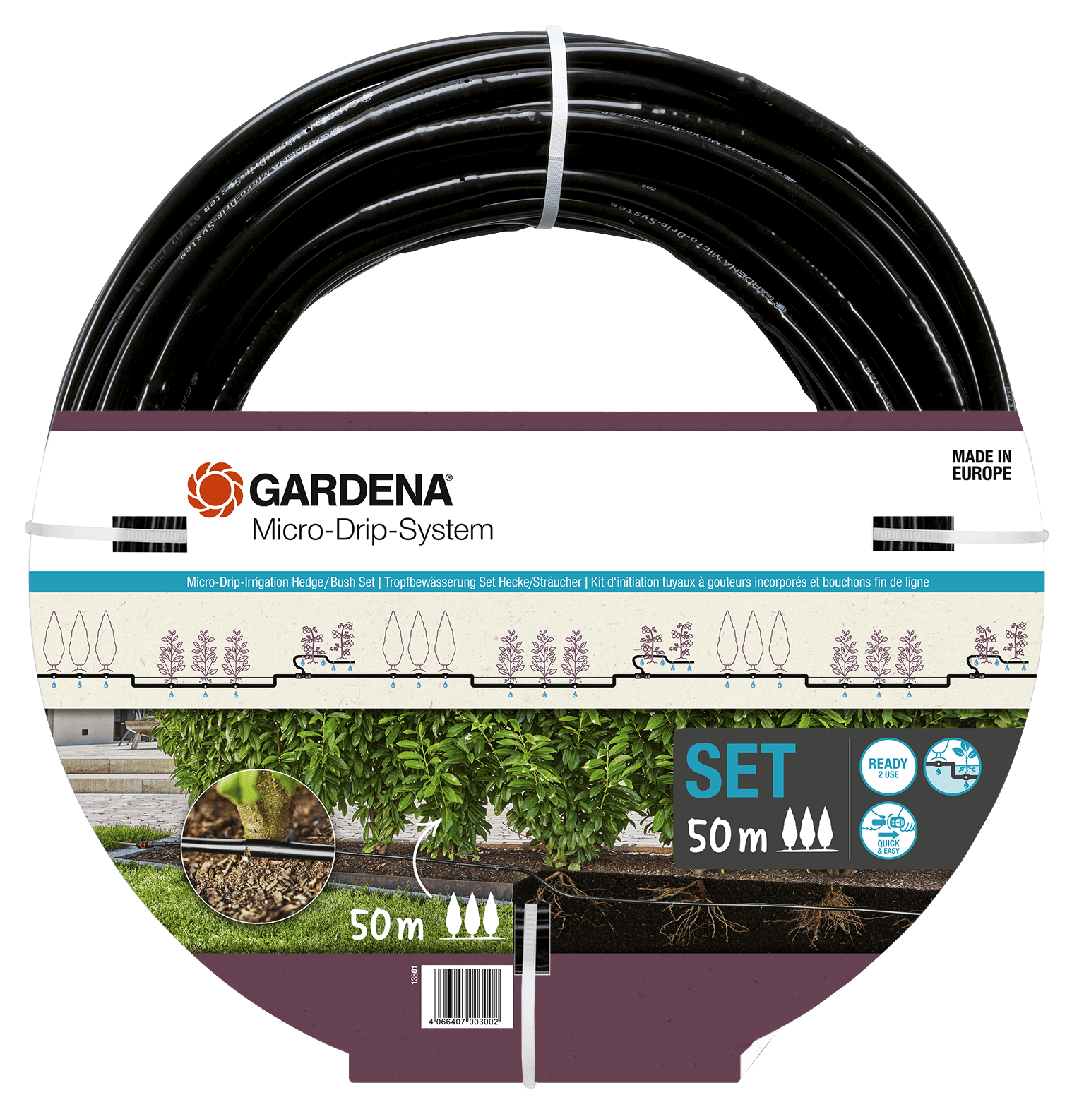 Gardena Set Droppslang 50m buskar / häckar komplett -