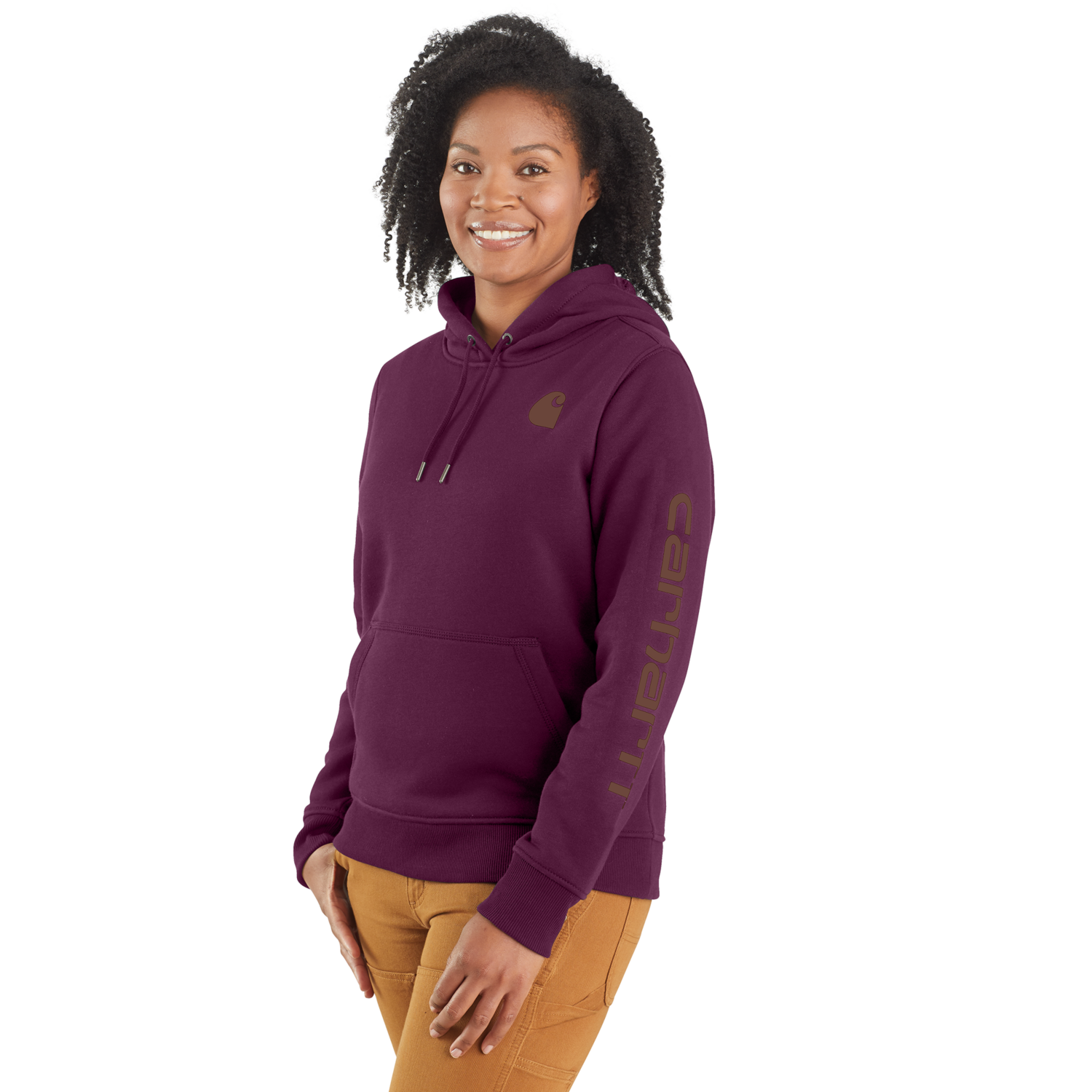 Carhartt Logo sleeve graphic Hoodie, Dam, Eggplant