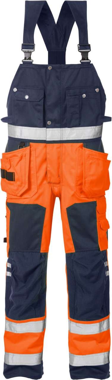 Fristads Høy synlighet selebukse cl 2 1014 PLU Hi-Vis Oransje / Marineblå C62