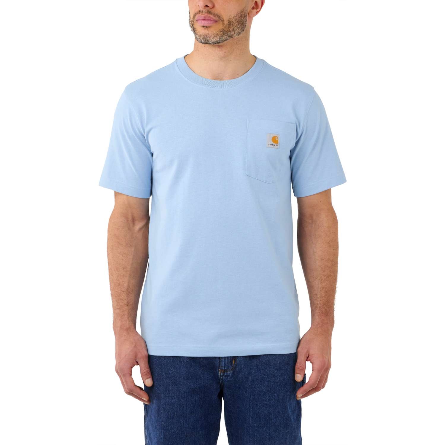 Carhartt k87 pocket t-shirt, Herr, Alpine blue heather