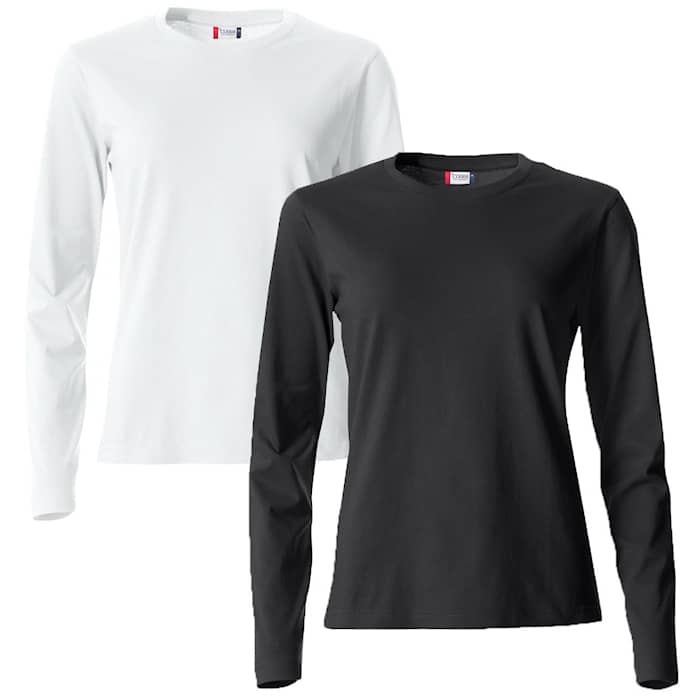Clique Långärmad tröja Vit + Svart 2-pack Dam