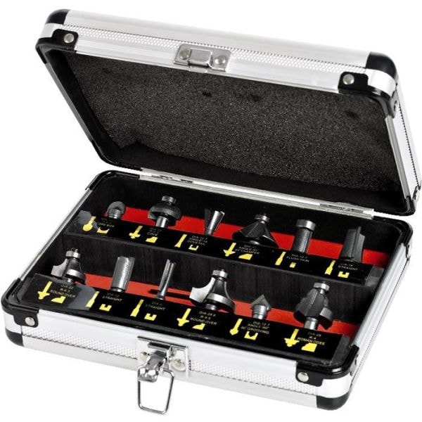 Hikoki Jyrsinsarja HM 12 osaa, 8 mm, alumiinilaatikko