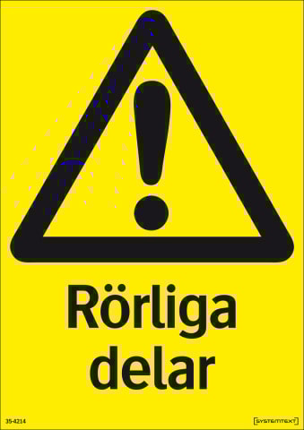 Systemtext Skylt Rörliga delar 210x297mm