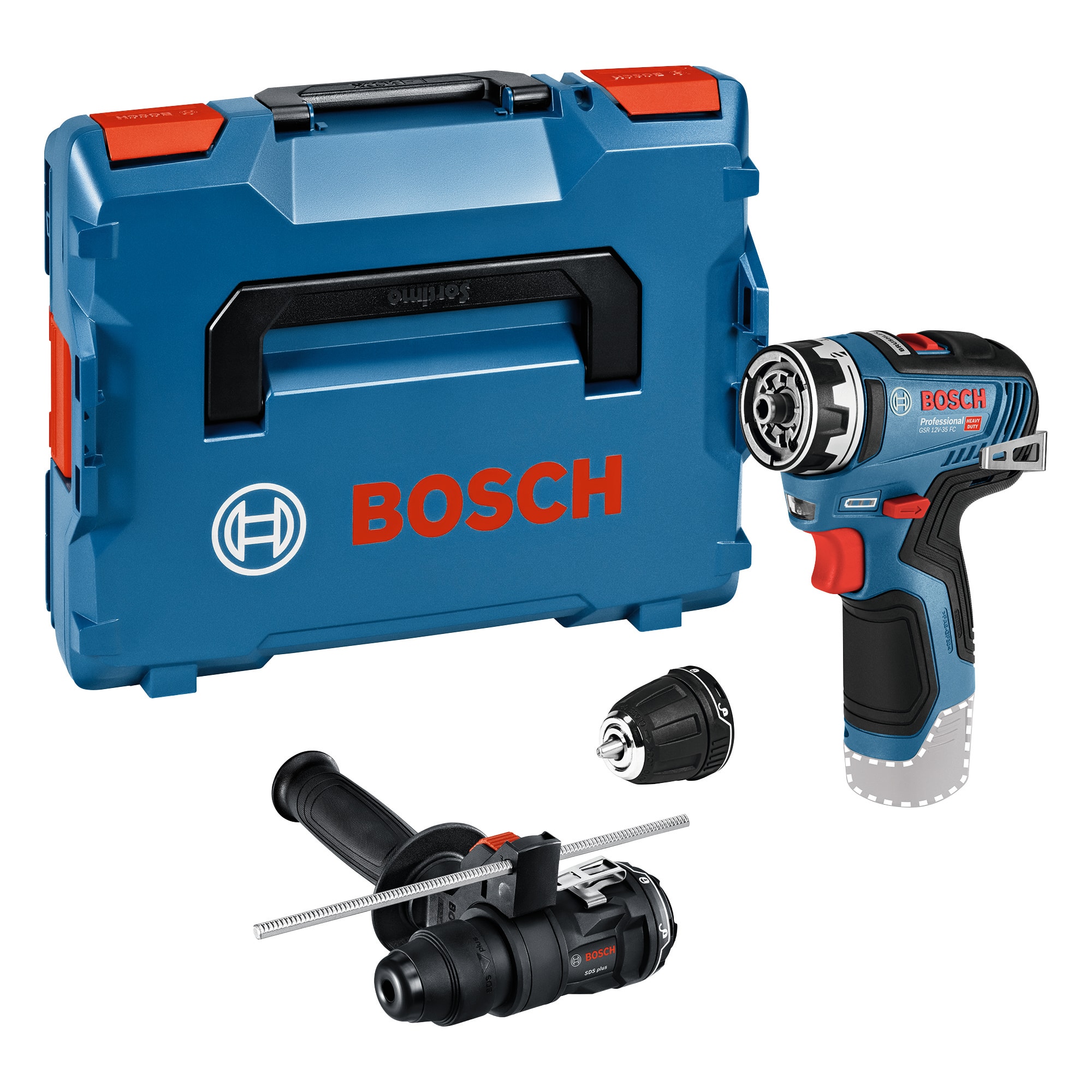 Bosch Skruvdragare GSR 12V-35 FC 2XGFA utan batteri och laddare i L-Boxx