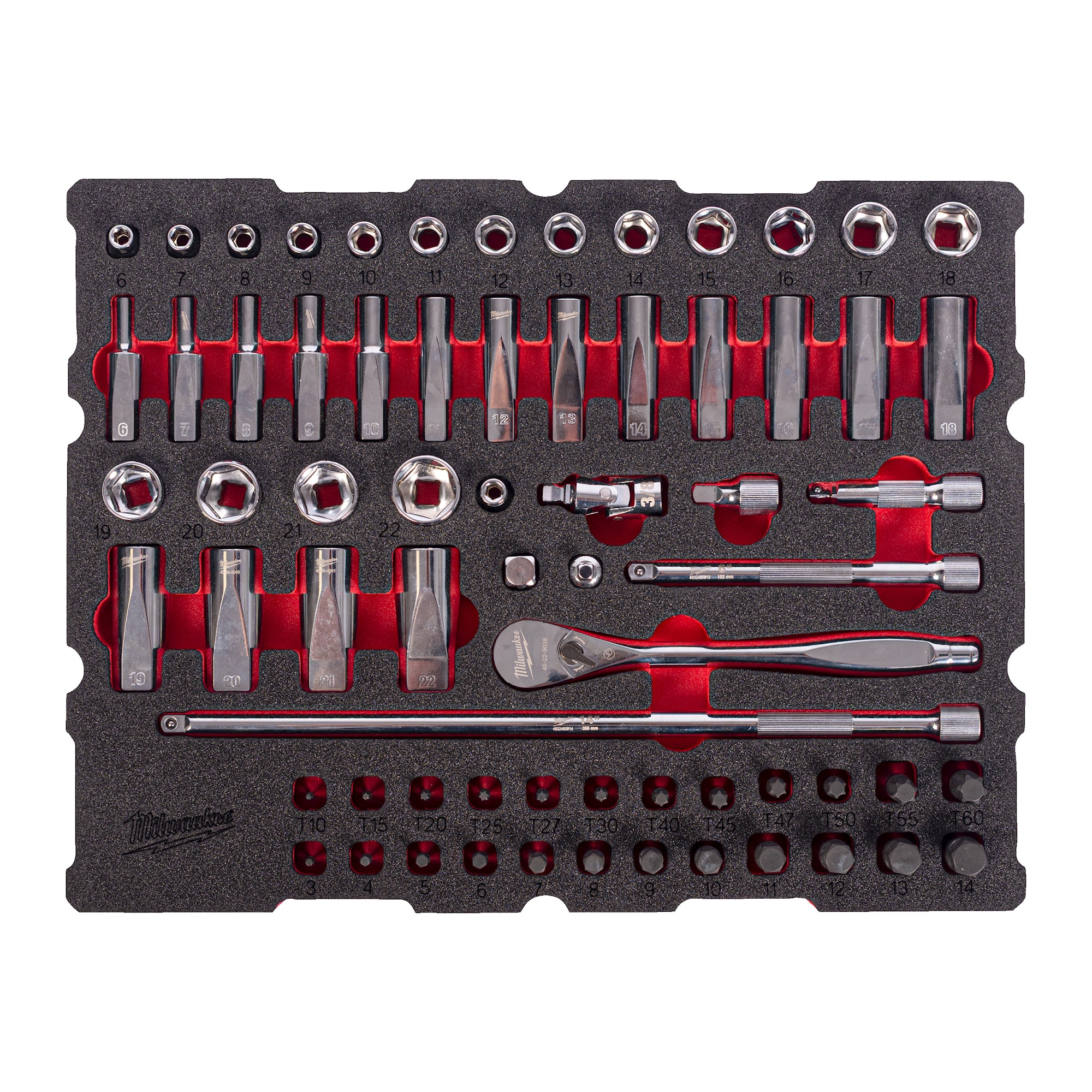 Milwaukee Skraldenøglesæt 3/8" Skum 67DEL