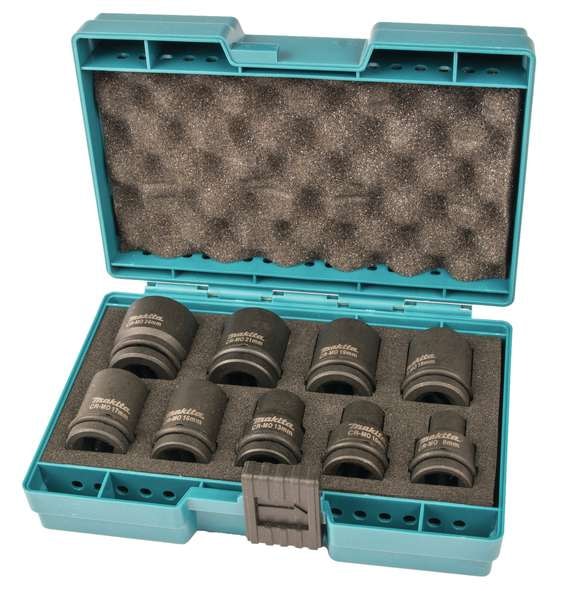 Makita Krafthylsor 1/2'' i sats 8-24mm 6-kant 9 delar