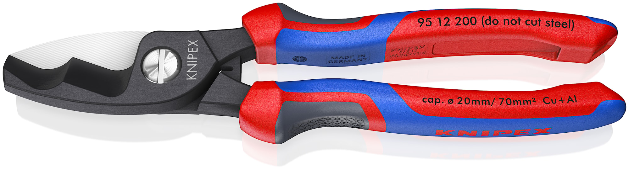 Knipex Kaapelileikkuri 9512200 200 mm 2K, 20 mm, tuplaterä