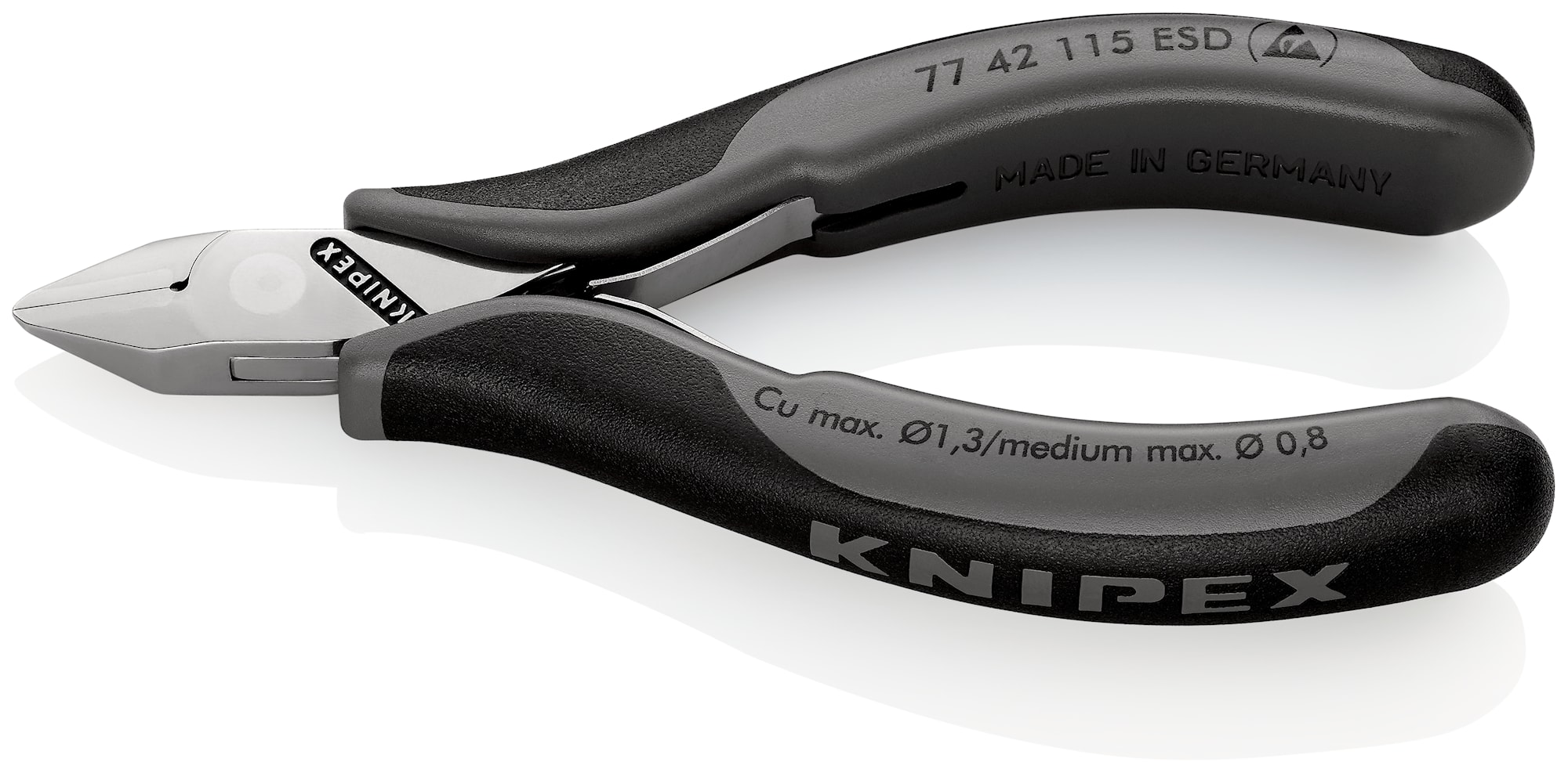 Knipex Elektronikavbitare 7742115ESD 115mm, utan fasett, spetsigt huvud