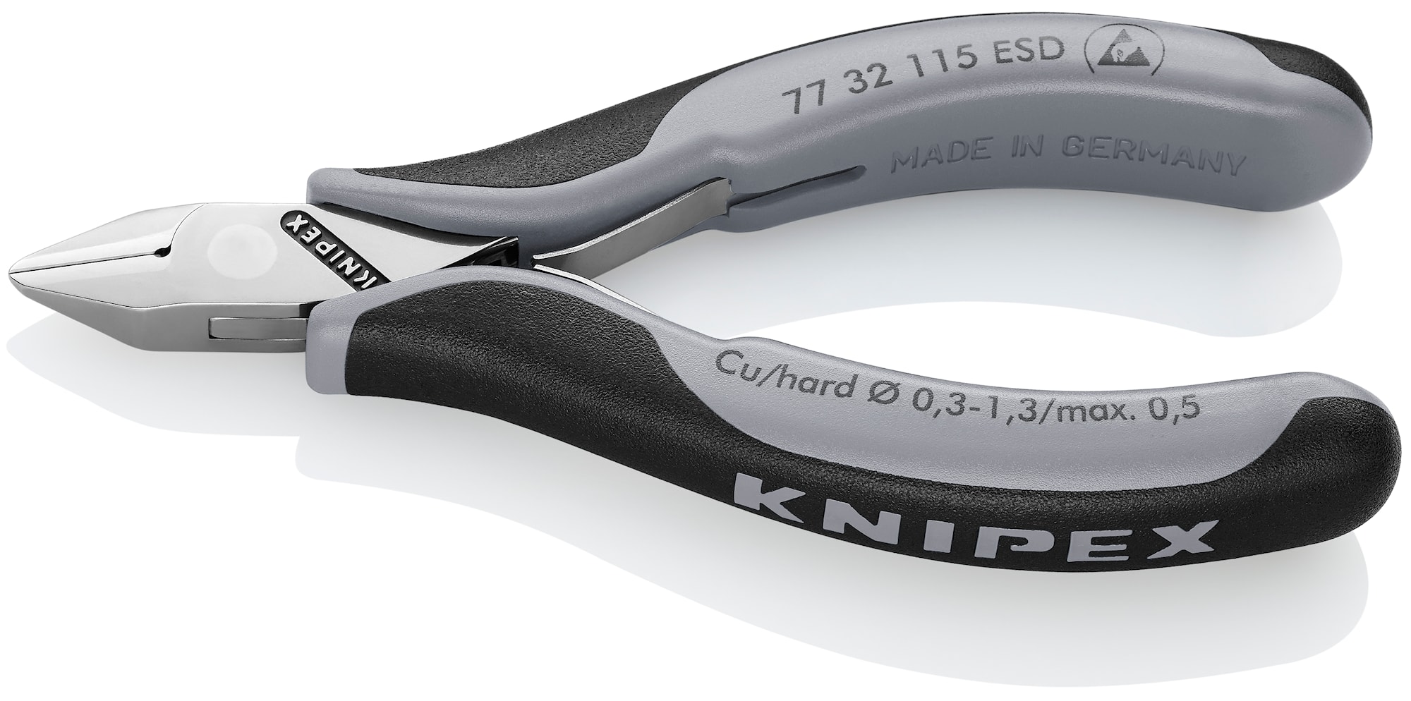 Knipex Elektronikavbitare 7732115ESD 115mm, med liten fasett, spetsigt huvud