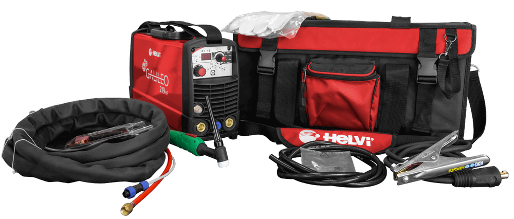 Helvi Tig-hitsauskone Galileo 219HF, laukulla ja tarvikkeilla