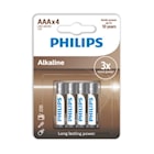 Philips Alkaliske AAA/LR03-batterier, 4-pk
