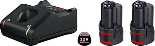 Bosch Startsett 2 stk. GBA 12V 3.0Ah + GAL 12V-40 Professional i pappeske med 2 x 3,0 Ah batterier