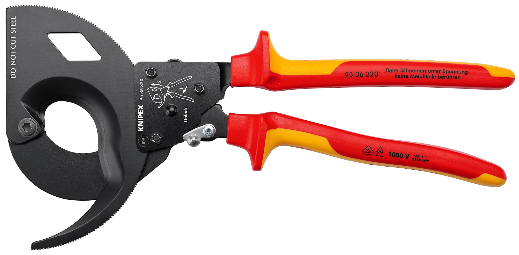 Knipex Kabelsax 9536320 320mm VDE, treväxlad med spärr