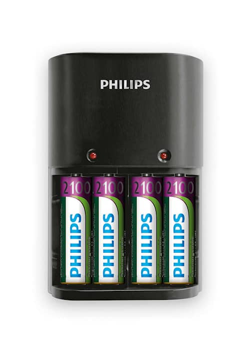 Philips batterilader SCB1490 inkludert 4 stk. AA-batterier