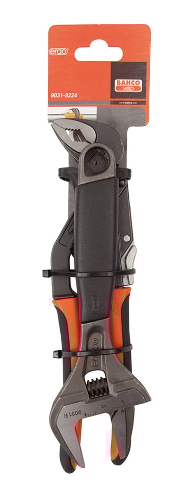 Bahco Verktygssats ERGO, skiftnyckel 9031 & Polygrip 8224, twinpack