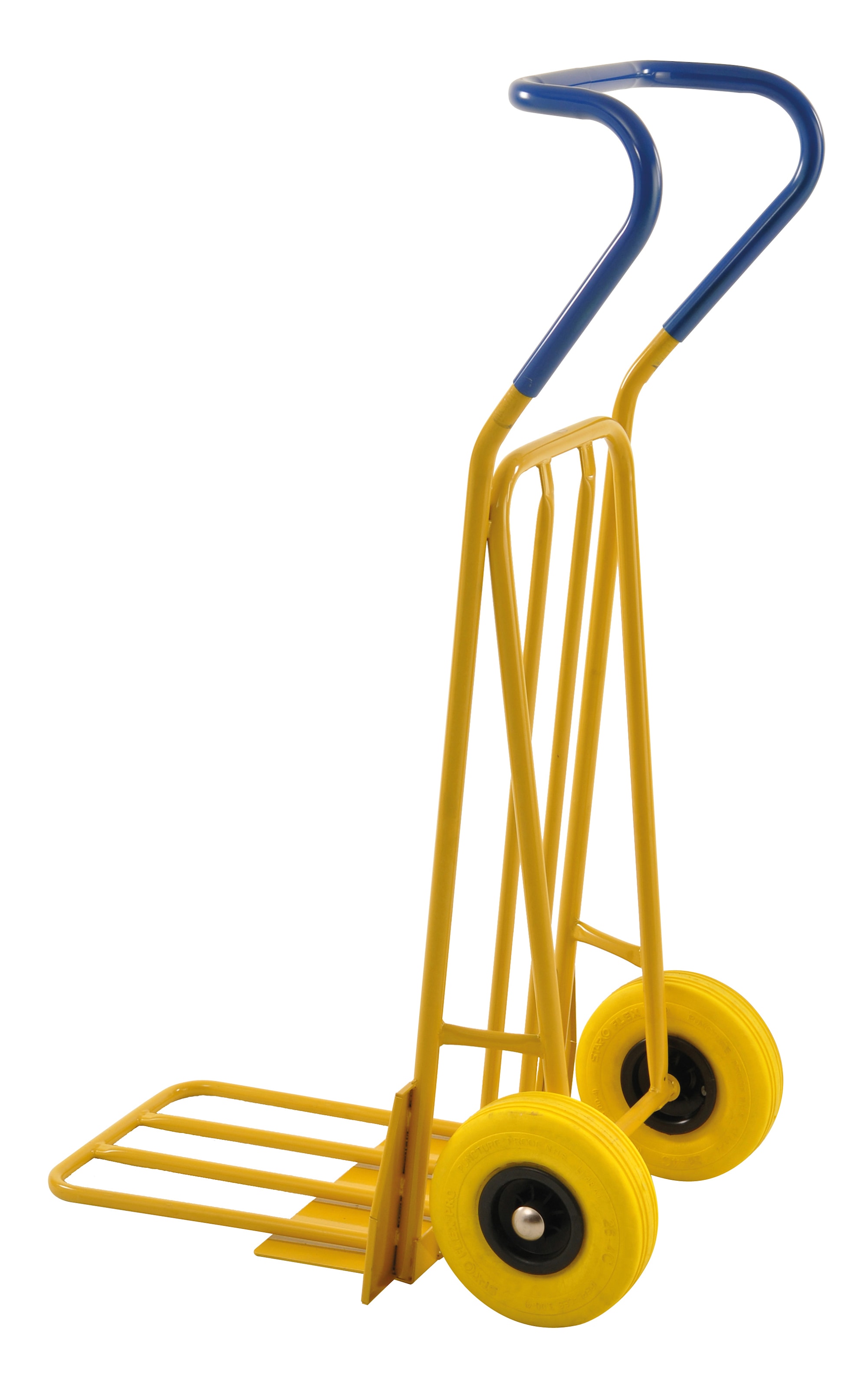 Säkkikärry KM104-HPF & varastokärry, 780x560x1320 mm, 250 kg, puhkeamattomat pyörät, keltainen