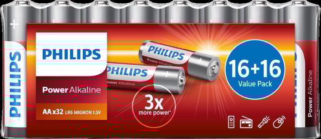 Philips Battery Power AA/LR6 32-pakning