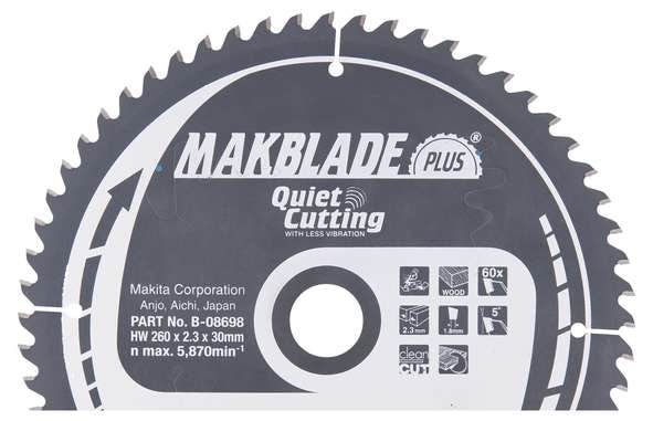 Makita Pyörösahanterä HM 260 mm, Z-60 Pöytä- ja jiirisahat
