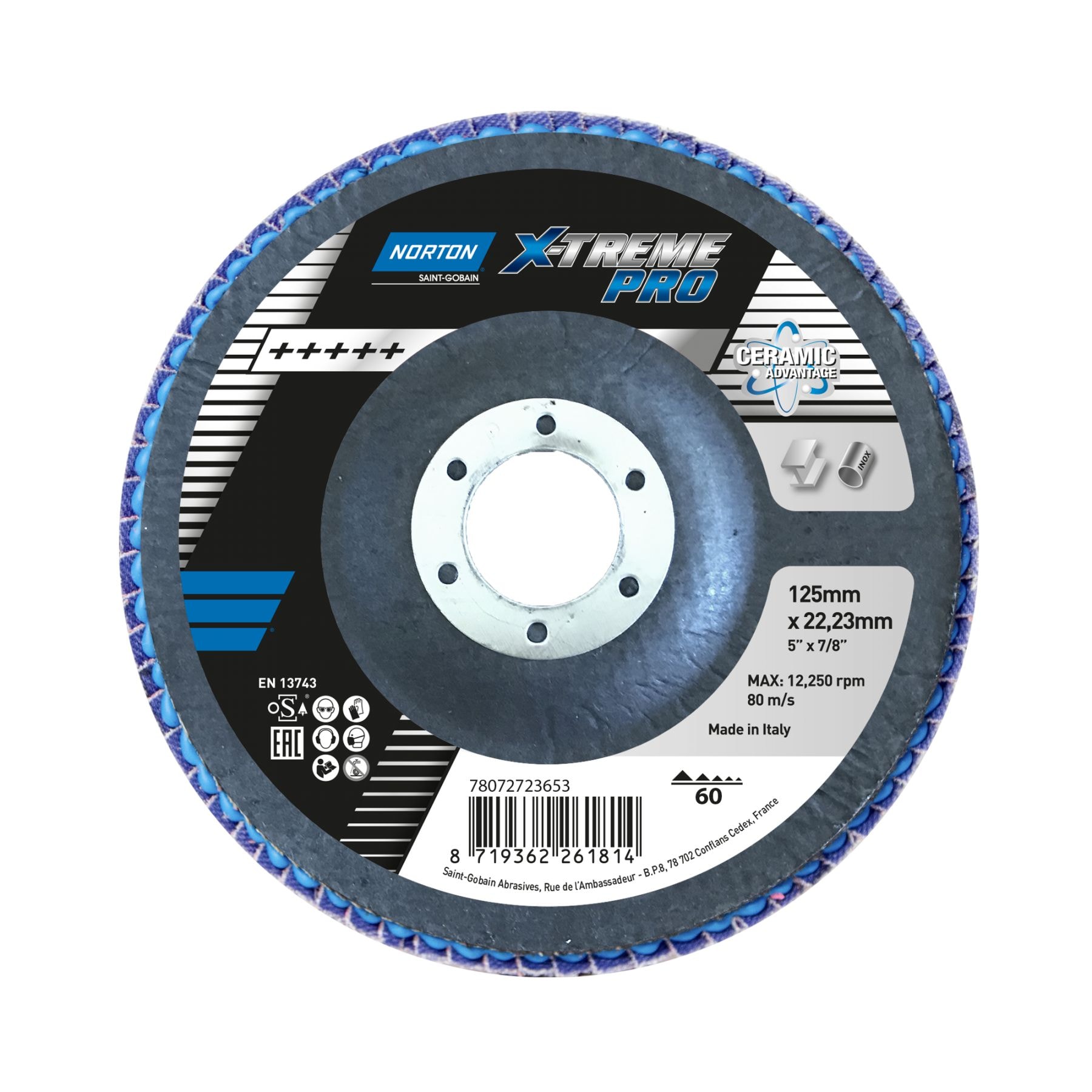 Norton Lamellrondell X-Treme Pro 125x22,23mm K60, konisk