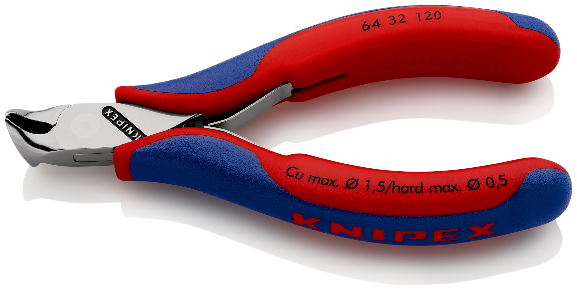 Knipex Elektronikändavbitare 6432120 120mm, med liten fasett, vinklade käftar 15gr