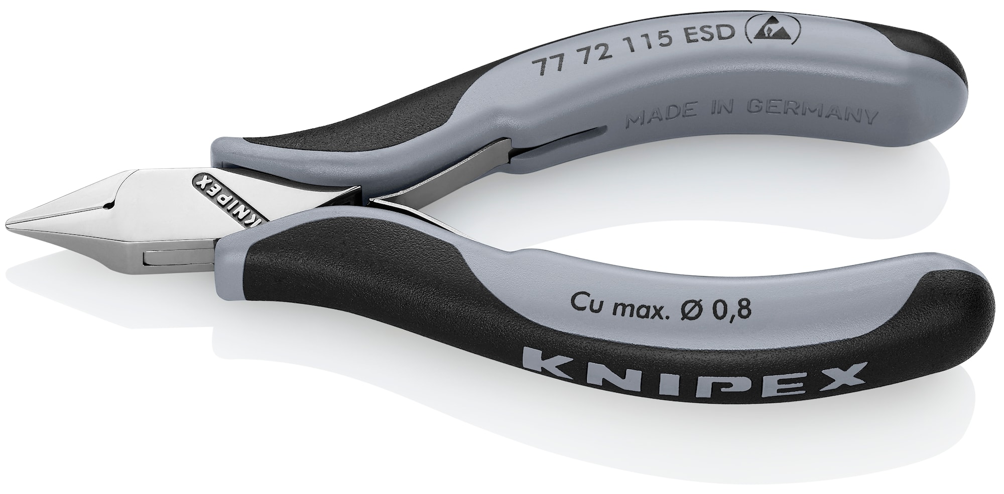 Knipex Elektronikavbitare 7772115ESD 115mm, med liten fasett, spetsigt minihuvud