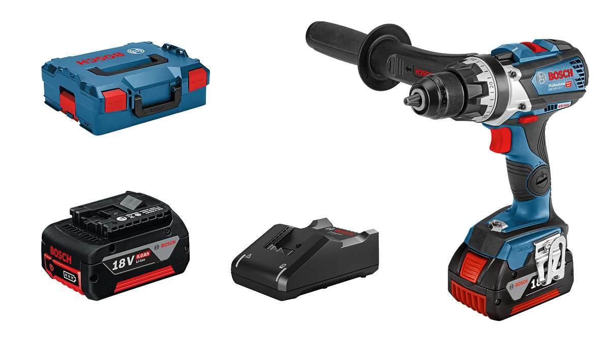Bosch Borrskruvdragare GSR 18V-110 C med 2st 5,0Ah batterier & laddare GAL 18V-40 i L-BOXX