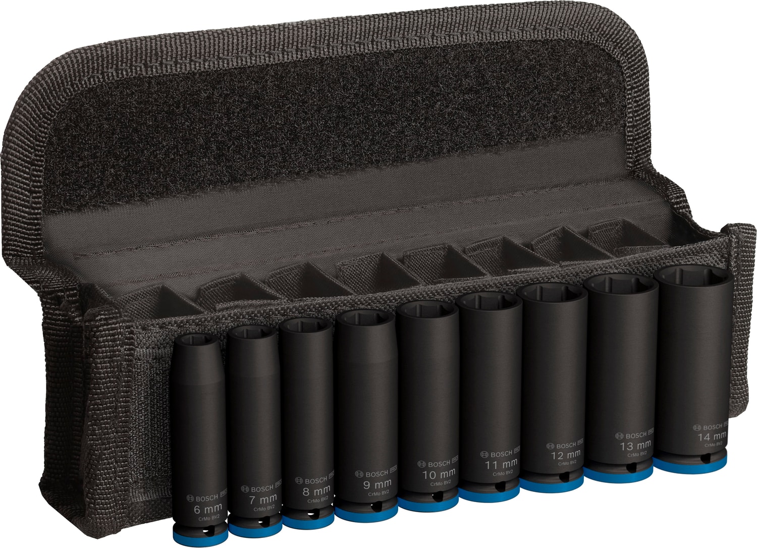 Bosch Hylsset 1/4T 6-14mm L50mm 9-pack