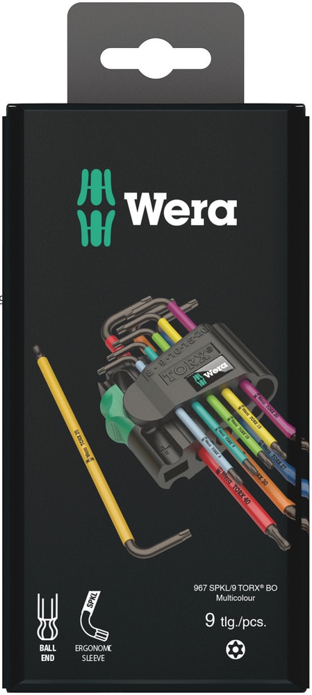 Wera 967/9 TX BO Multicolour 1 SB Vinkelskruvmejselsats, BlackLaser