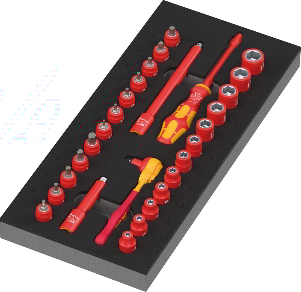 Wera 9727 Skumgummiinsats 8007 A VDE Zyklop VDE Spärrhandtagssats 1, 1/4"