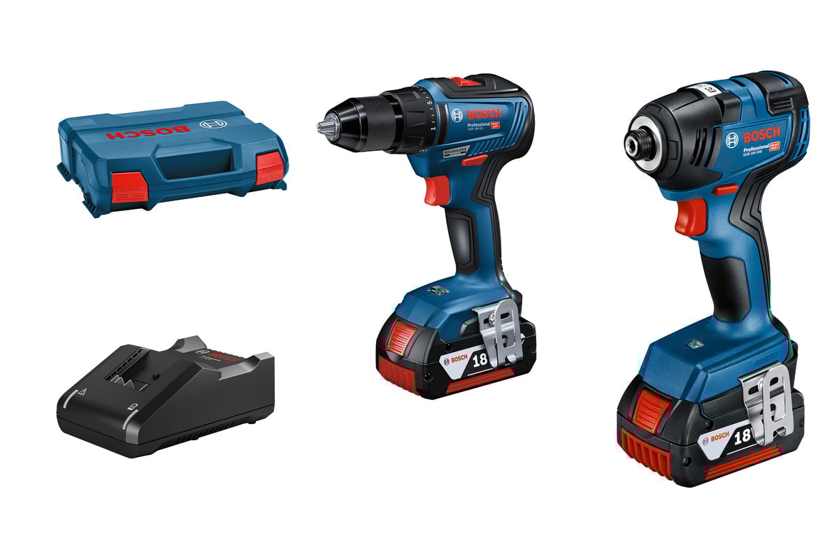 Bosch työkalusarja 18V GDR/GSR, 2 kpl 4.0Ah L-kotelossa -
