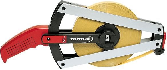Format Stålmåttband i ram, polyamid, gult, 30m EG2