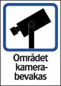 Systemtext Skylt Området kamerabevakas
