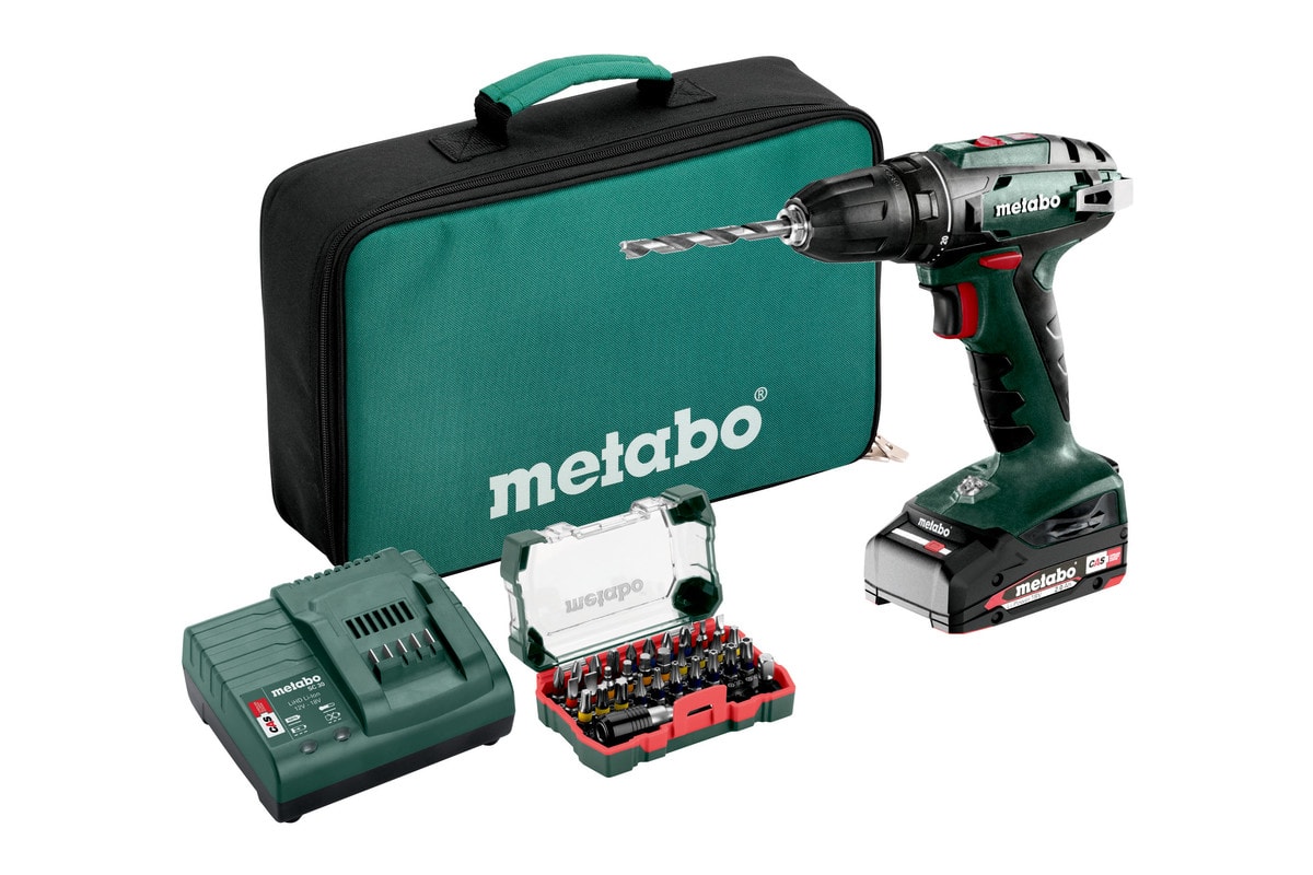 MetaboSkruvdragare BS 18 Set med tillbehör 1x2Ah batteri & laddare
