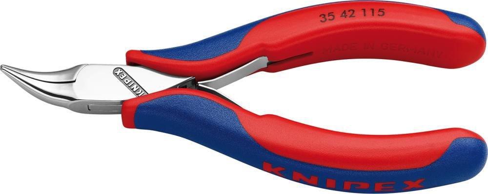 Knipex Elektroniktång 3542115 115mm, flata, runda, vinklade 45gr käftar, slät gripyta