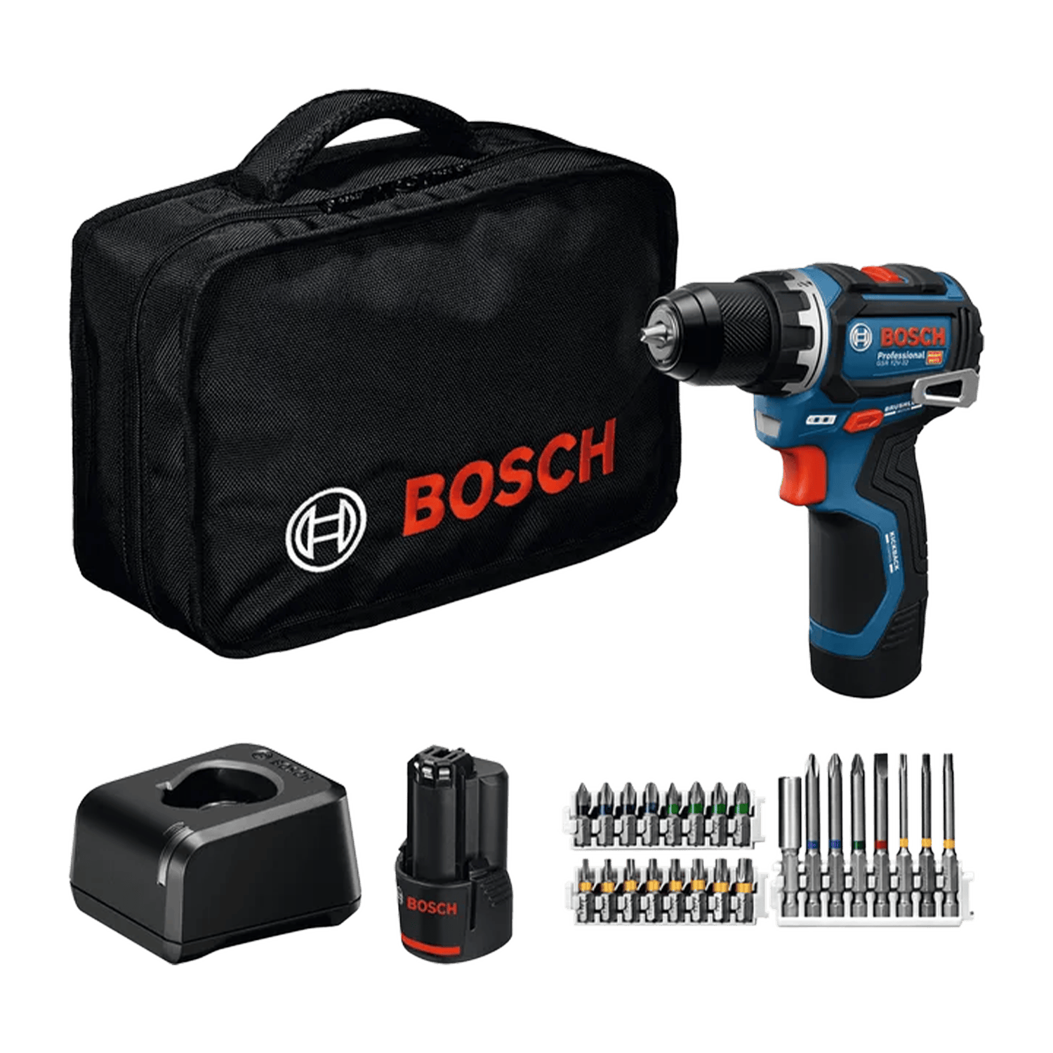 Bosch Skruvdragare GSR12V-32 2X2Ah 24Xtb Väske
