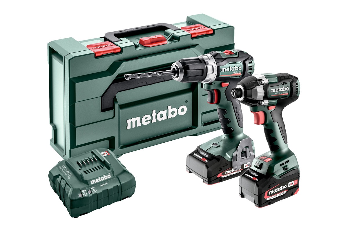 Metabo Verktygspaket Combo Set 2.8.3 18V med 2st 2,0Ah 5,2Ah batterier & laddare ASC 55