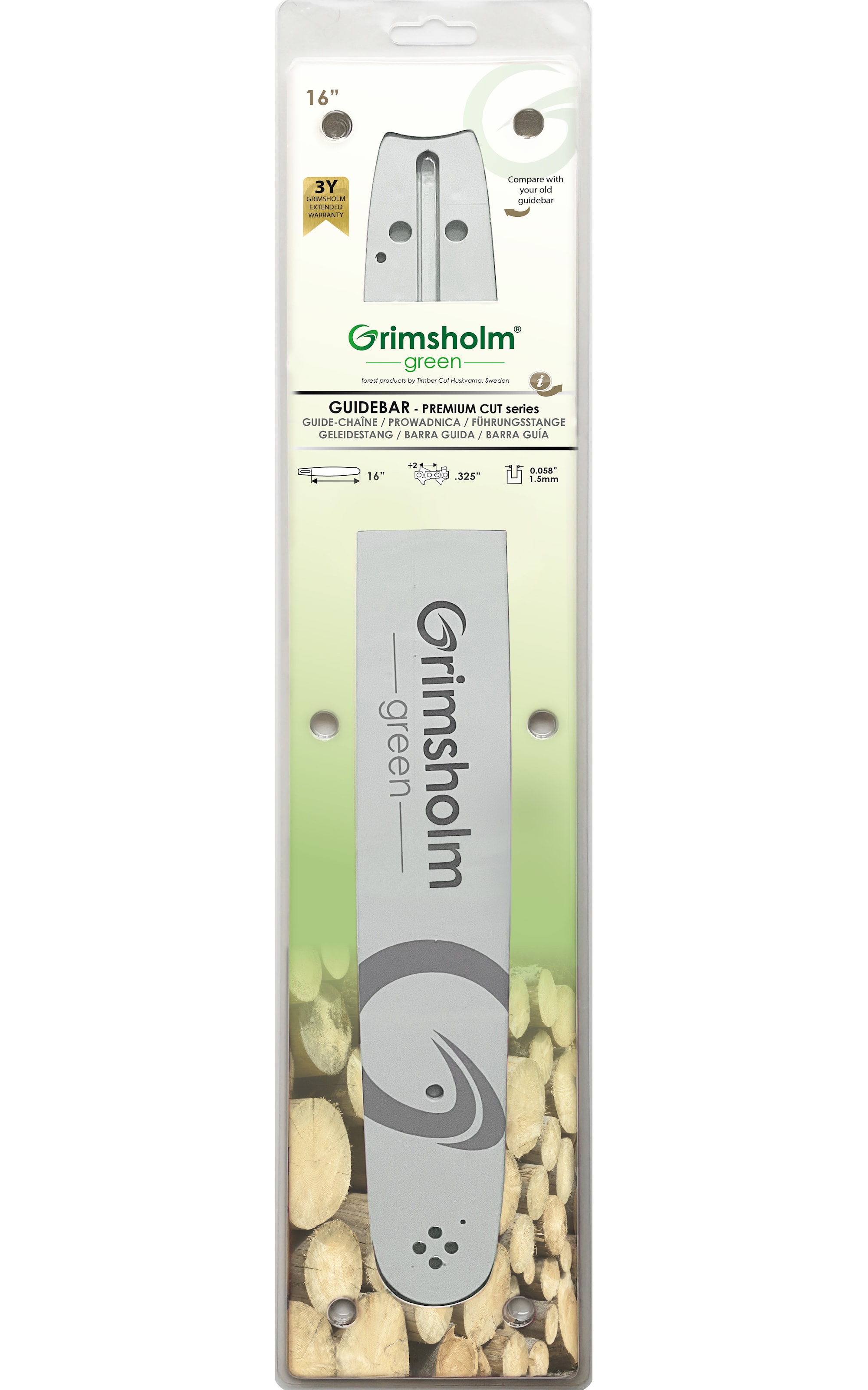 Grimsholm 16" .325" 1.5mm Premium Cut Motorsågssvärd -
