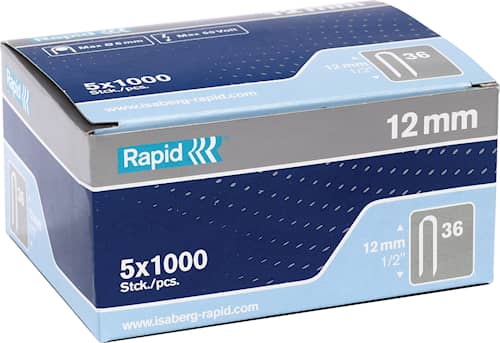 Rapid Häftklammer för kabel 36 12mm 5x1000-pack