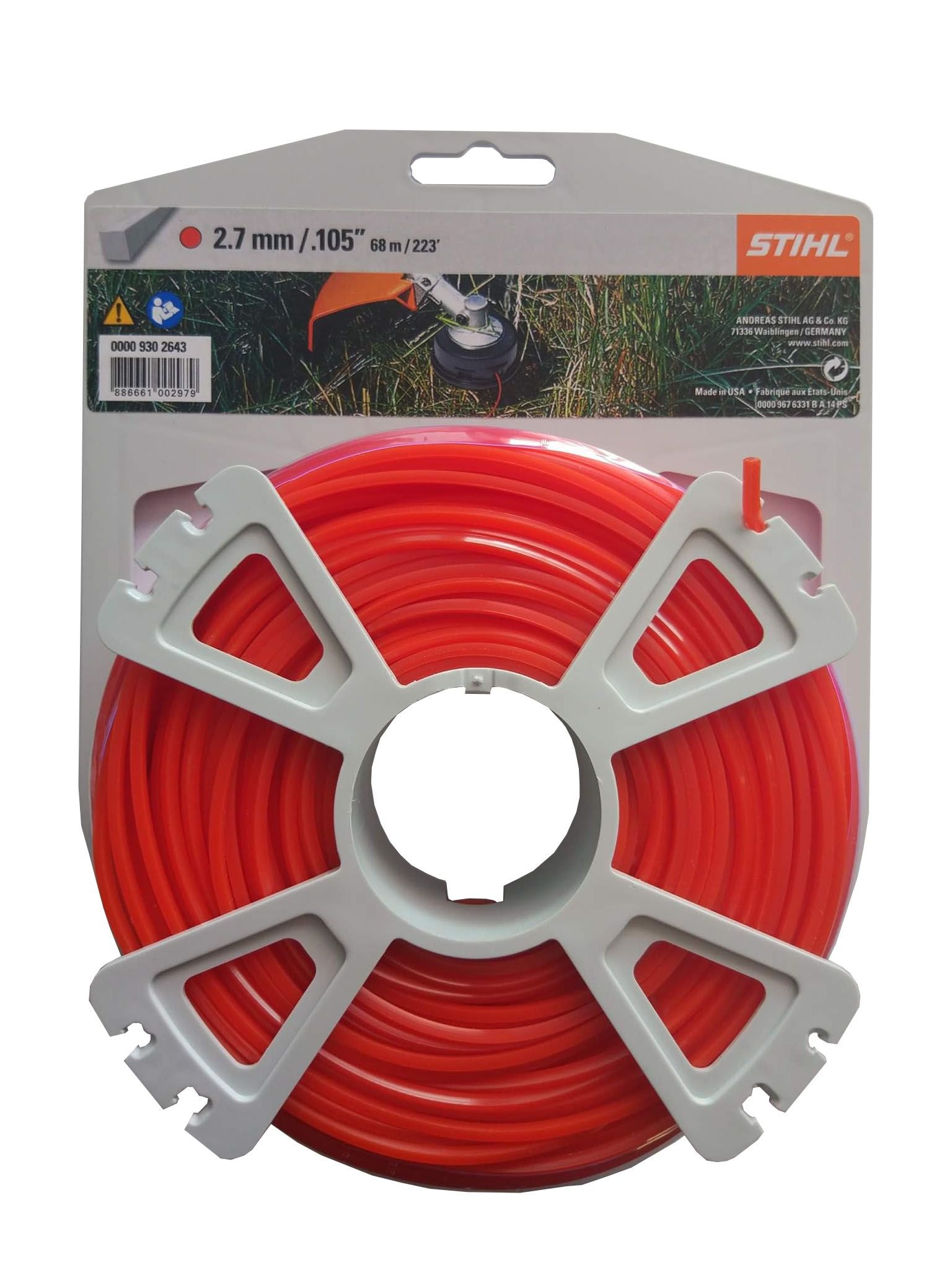 Stihl Trimmertråd kvadratisk, Ø 2,7 mm x 65 m Trimmertråd